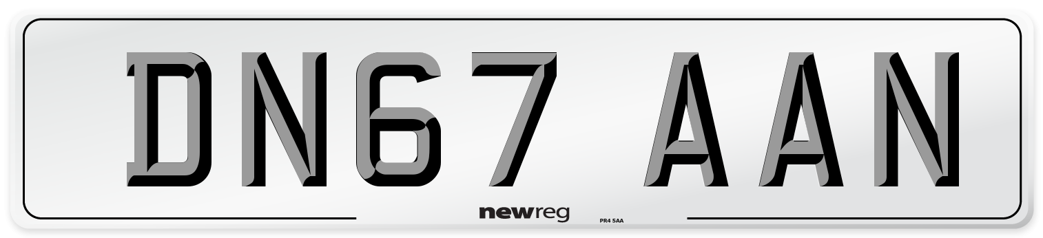 DN67 AAN Number Plate from New Reg